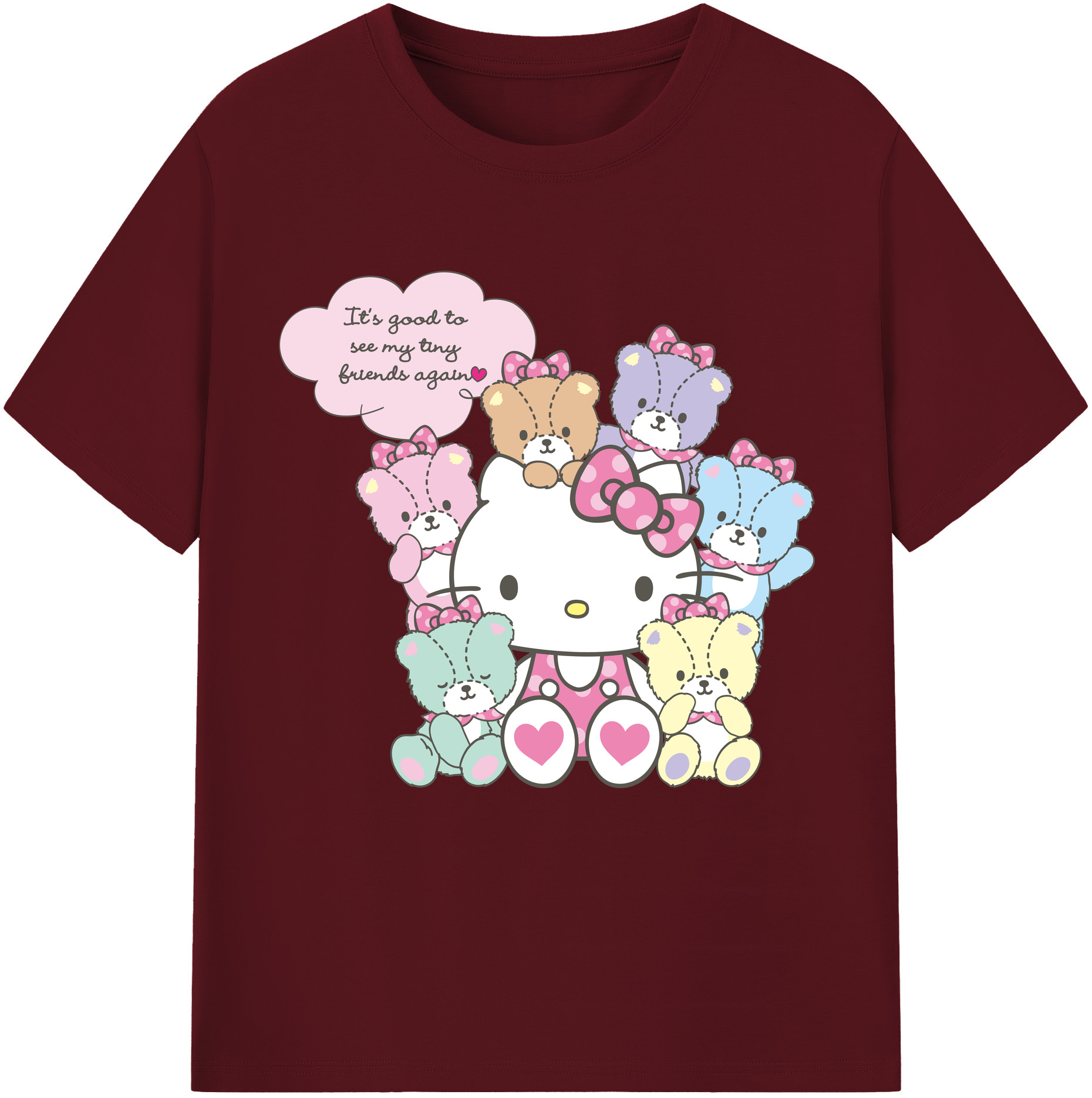 （画像用） Hello Kitty ハローキティ 綿100％半袖Tシャツ（フロントプリント）